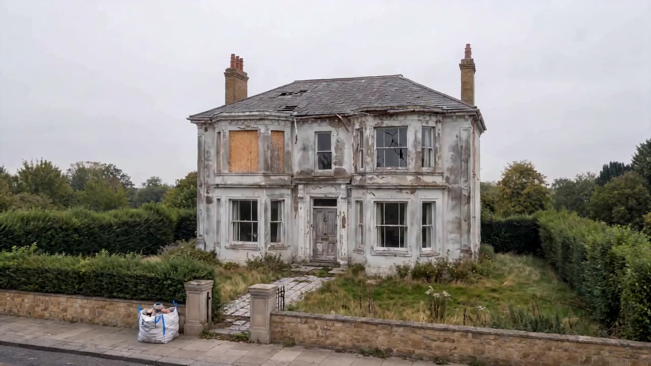 A neglected Victorian house before the work